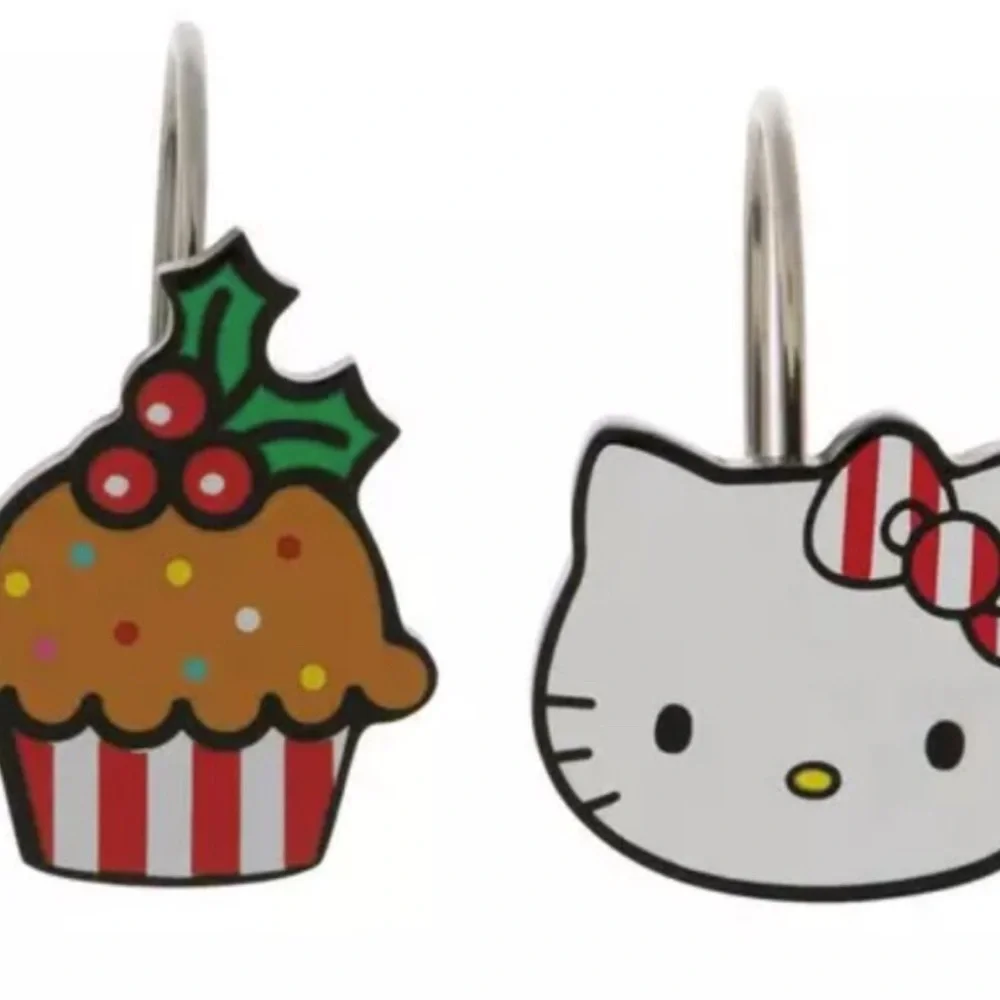 Hello Kitty Christmas Cupcake Shower Curtain Hooks!